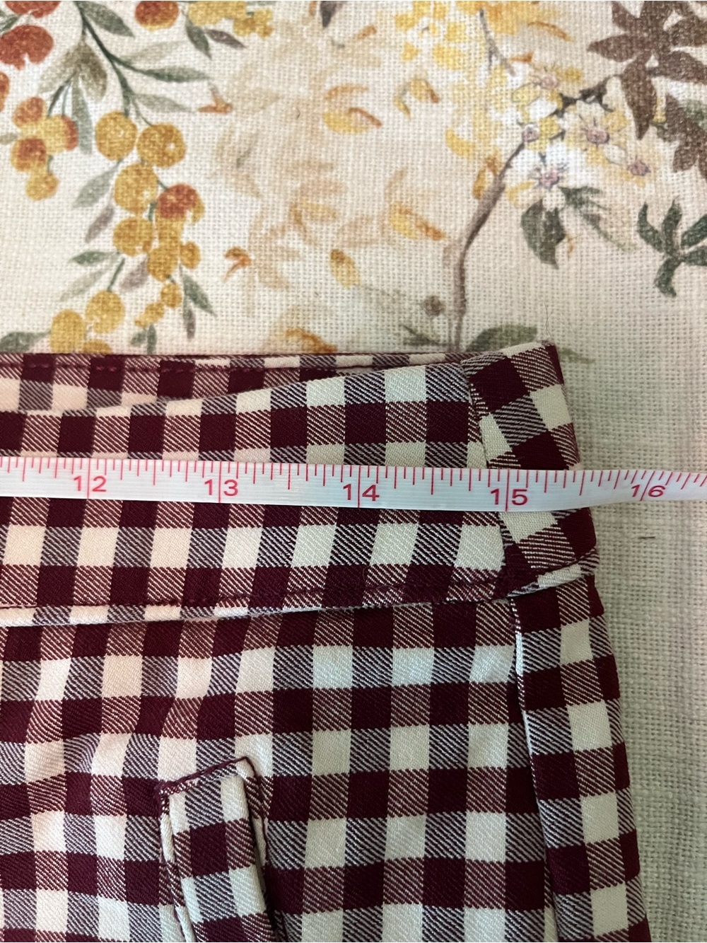 Jules & Leopold Burgundy and White Gingham Stretch Pants - Picture 3 of 3